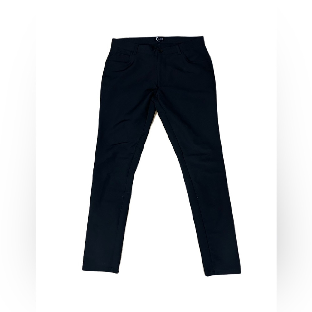 Zyia Active Pants Men's Large Black Performance Stretch Flat Front Polyester